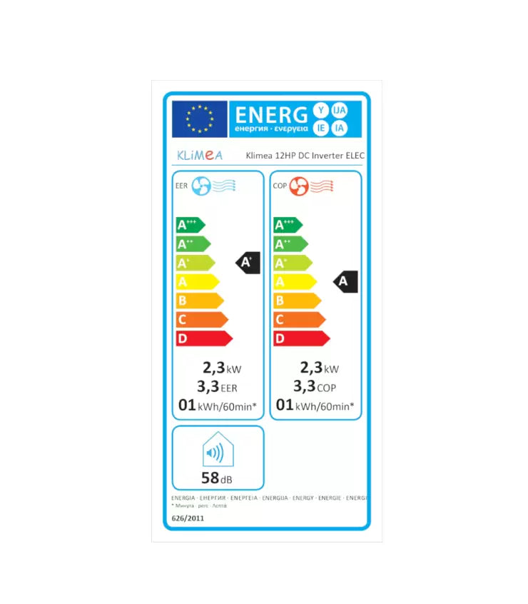 Climatiseur Fixe Réversible KLIMEA 12 HP ELEC Inverter – 3,1 kW, Classe A, R32, Sans Unité Extérieure, 27 dB