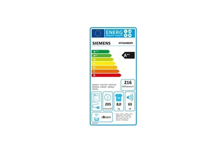 Sèche-linge pompe à chaleur Siemens à condensation 60cm 8kg blanc WT43H00DFR