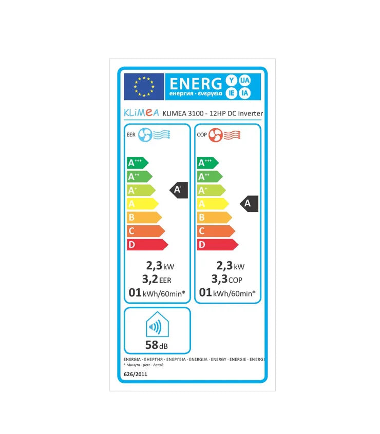 Climatiseur Fixe Réversible KLIMEA 12 HP Inverter – 3,1 kW, Classe A+, R32, Sans Unité Extérieure, 27 dB