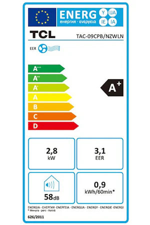 Climatiseur Mobile TCL TAC-09CPB/NZWLN – 2810 W, Classe A+, 58 dB, 24 m²